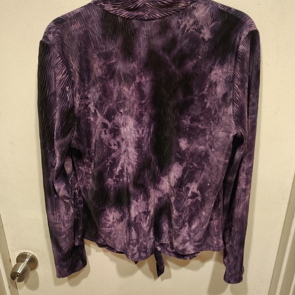 Chico's Travelers Purple Tie Dye Tie Front Jacket Cardigan Sz 1 (M) Fairy Gothic - Picture 5 of 6